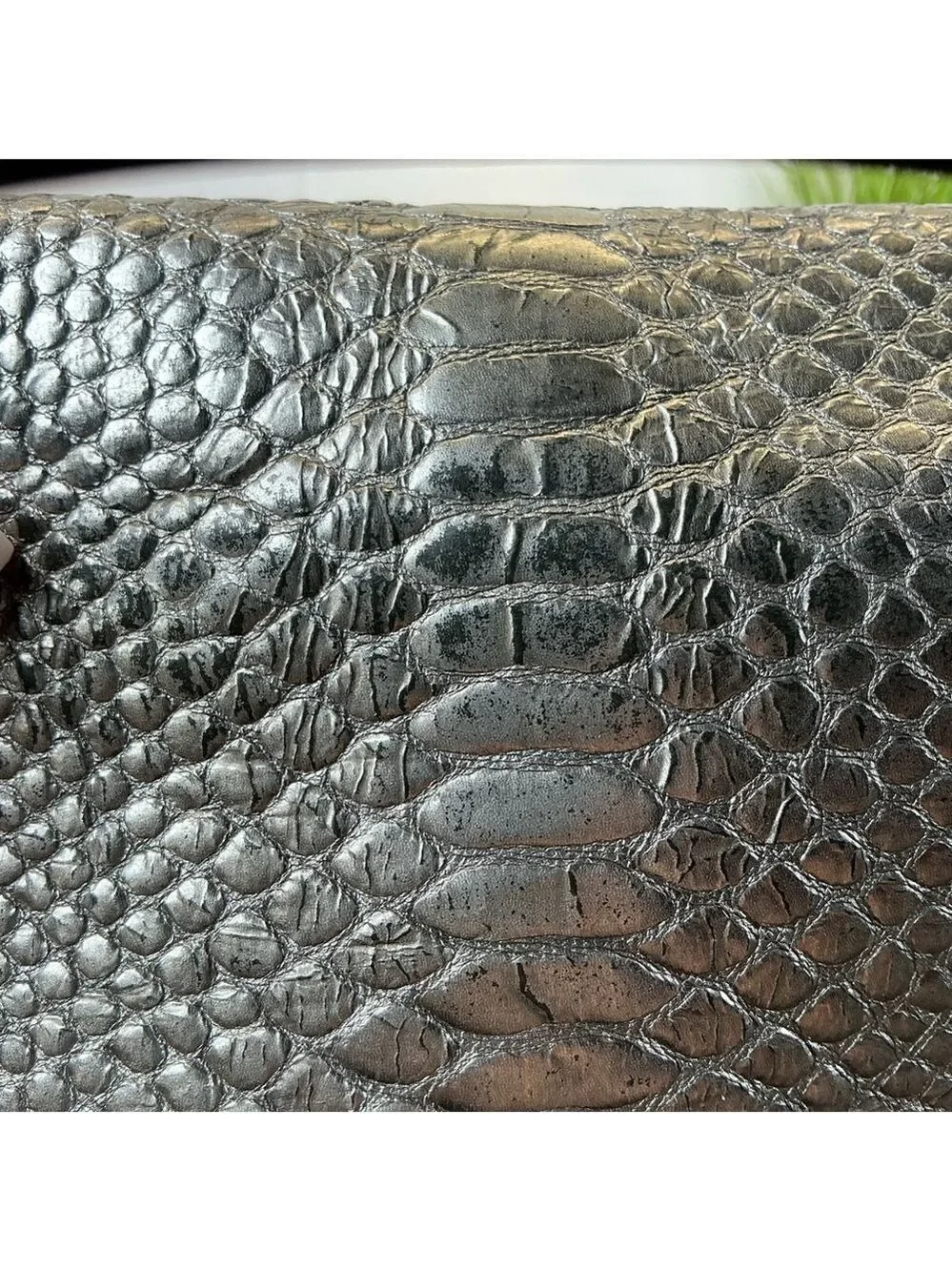 Michael Kors Black Silver Bristol Flap Satchel hand Bag‎ Crossbody Snakeskin